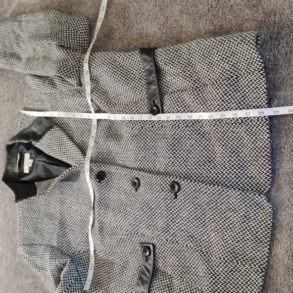 Talbots 12W Herringbone Wool Jacket With Leather Trim - Picture 7 of 8